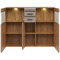 Luca Bessoni Highboardvitrine AURIS - Basalt-Flagstaff Eiche - 155 cm -Wohnzimmer Verkäufe 1016021800 04 1600Wx1600H