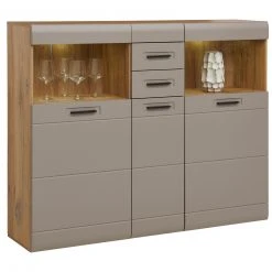 Luca Bessoni Highboardvitrine AURIS - Basalt-Flagstaff Eiche - 155 cm