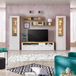 Luca Bessoni Lowboard AURIS - weiß-Flagstaff Eiche - 190 cm -Wohnzimmer Verkäufe 1016022101 09 1600Wx1600H