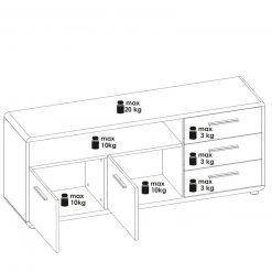TV-Lowboard - Betonoptik-weiß - 3 Schubkästen - 150 cm -Wohnzimmer Verkäufe 1016022400 07 1600Wx1600H