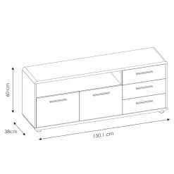 TV-Lowboard - Betonoptik-weiß - 3 Schubkästen - 150 cm -Wohnzimmer Verkäufe 1016022400 08 1600Wx1600H