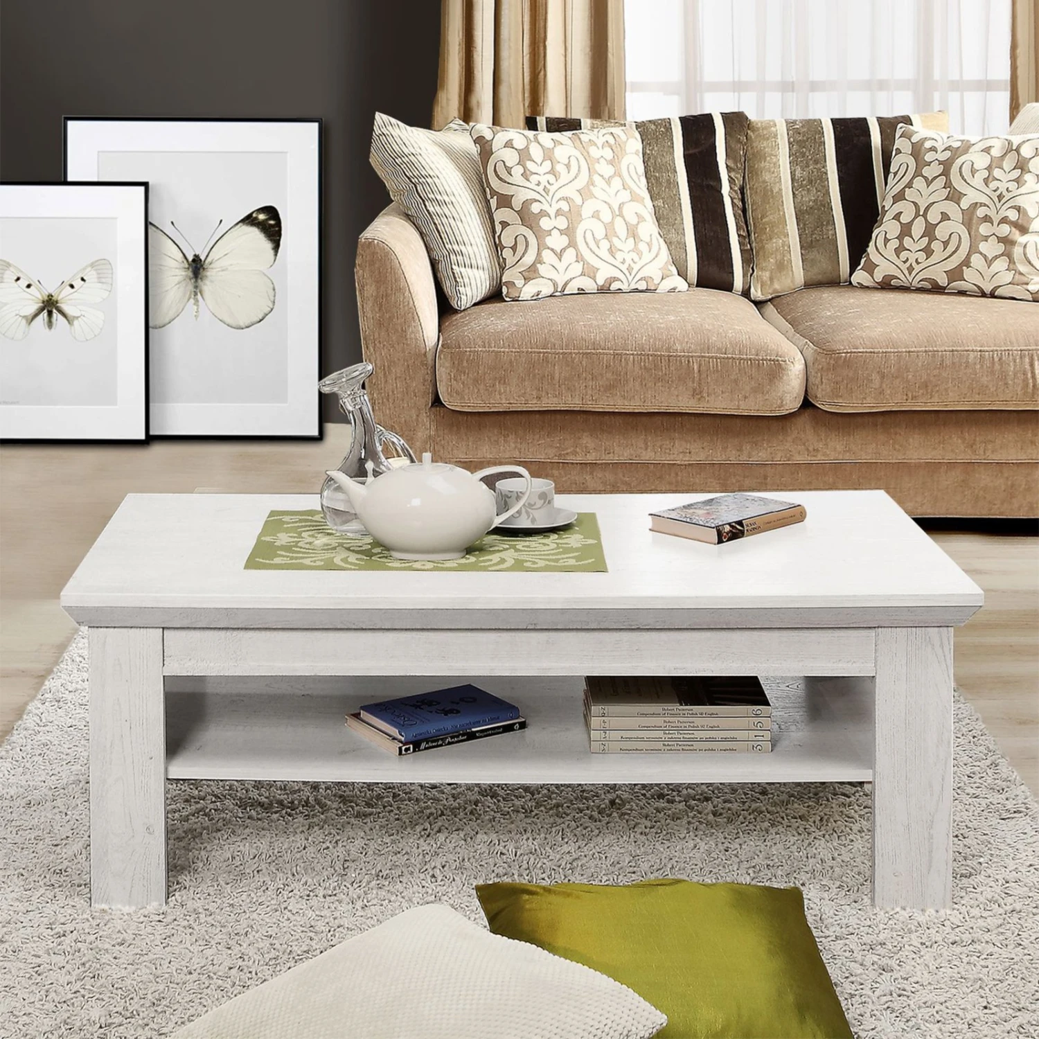 Couchtisch - Pinie weiß - 120 cm breit 2 Couchtisch - Pinie weiß - 120 cm breit – Bild 2