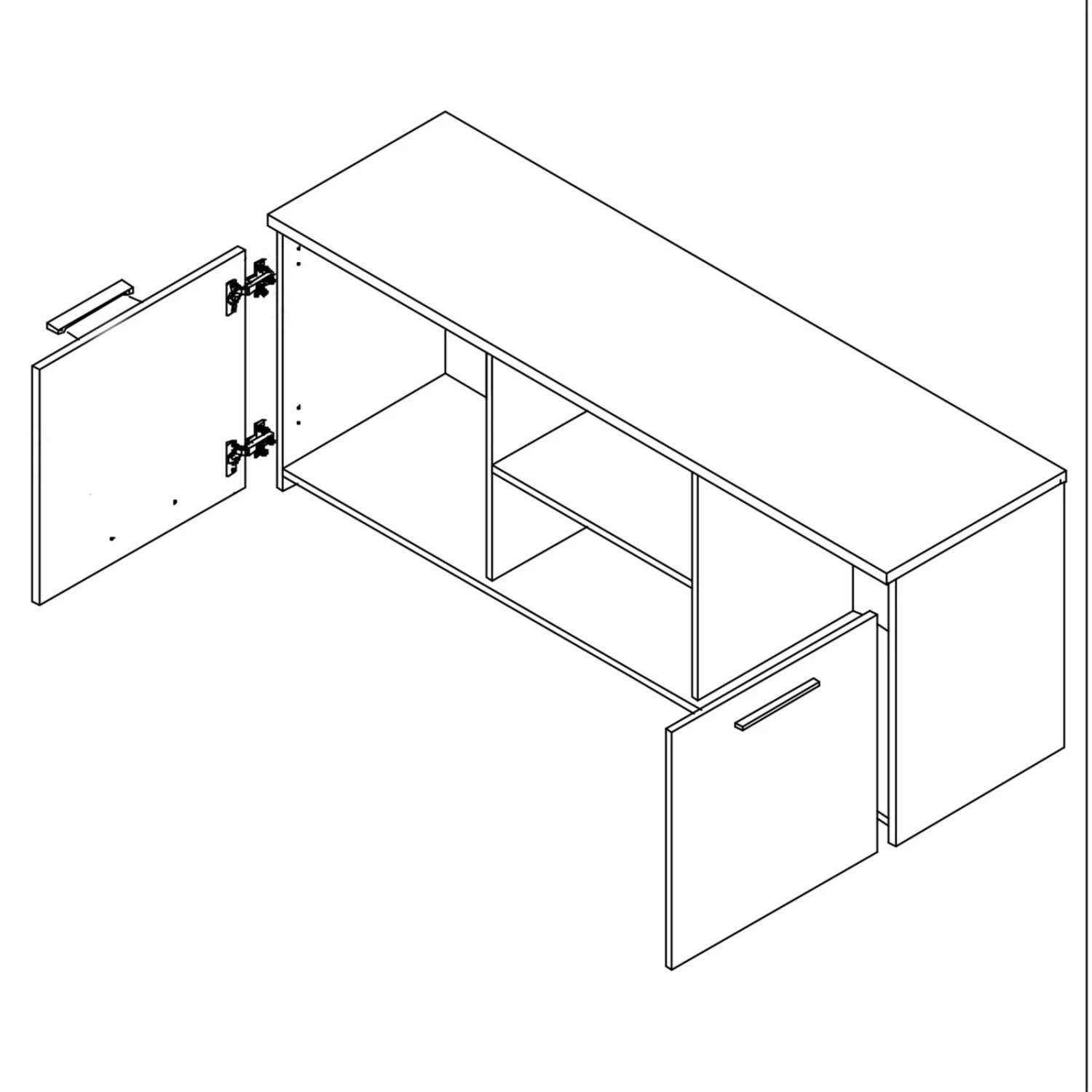 TV-Unterschrank - Sonoma Eiche-weiß - 136 cm breit 3 TV-Unterschrank - Sonoma Eiche-weiß - 136 cm breit – Bild 3