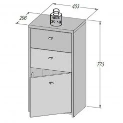 Kommode - Artisan Eiche - weiß - 40 cm breit -Wohnzimmer Verkäufe 1023003100 07 1600Wx1600H