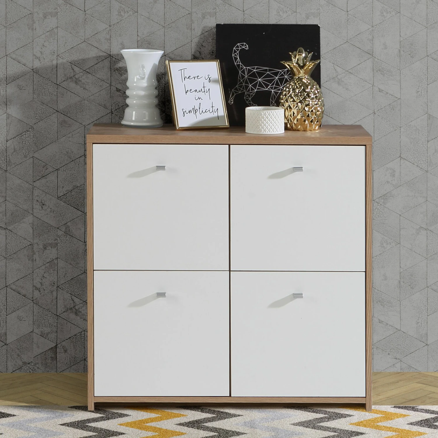 Kommode - Artisan Eiche-weiß - 77 cm breit - vier Türen 4 Kommode - Artisan Eiche-weiß - 77 cm breit - vier Türen – Bild 4