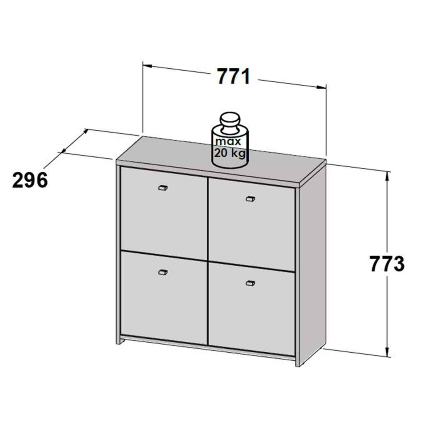 Kommode - Betonoptik - Old Wood Vintage - 77cm breit - vier Türen 8 Kommode - Betonoptik - Old Wood Vintage - 77cm breit - vier Türen – Bild 8