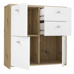 Kommode - Artisan Eiche-weiß - 77 cm breit - drei Türen zwei Schubkästen -Wohnzimmer Verkäufe 1023003700 03 1600Wx1600H