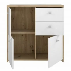 Kommode - Artisan Eiche-weiß - 77 cm breit - drei Türen zwei Schubkästen -Wohnzimmer Verkäufe 1023003700 04 1600Wx1600H