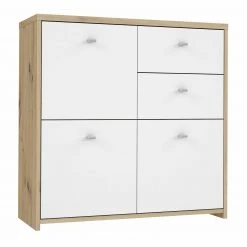 Kommode - Artisan Eiche-weiß - 77 cm breit - drei Türen zwei Schubkästen