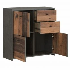 Kommode - Betonoptik-Old Wood Vintage - 77 cm breit - drei Türen zwei Schubkästen -Wohnzimmer Verkäufe 1023003701 03 1600Wx1600H