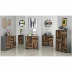 Kommode - Betonoptik-Old Wood Vintage - 77 cm breit - drei Türen zwei Schubkästen -Wohnzimmer Verkäufe 1023003701 06 1600Wx1600H