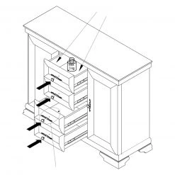 Sideboard - Schneeeiche - 121 cm breit -Wohnzimmer Verkäufe 1023004200 03 1600Wx1600H