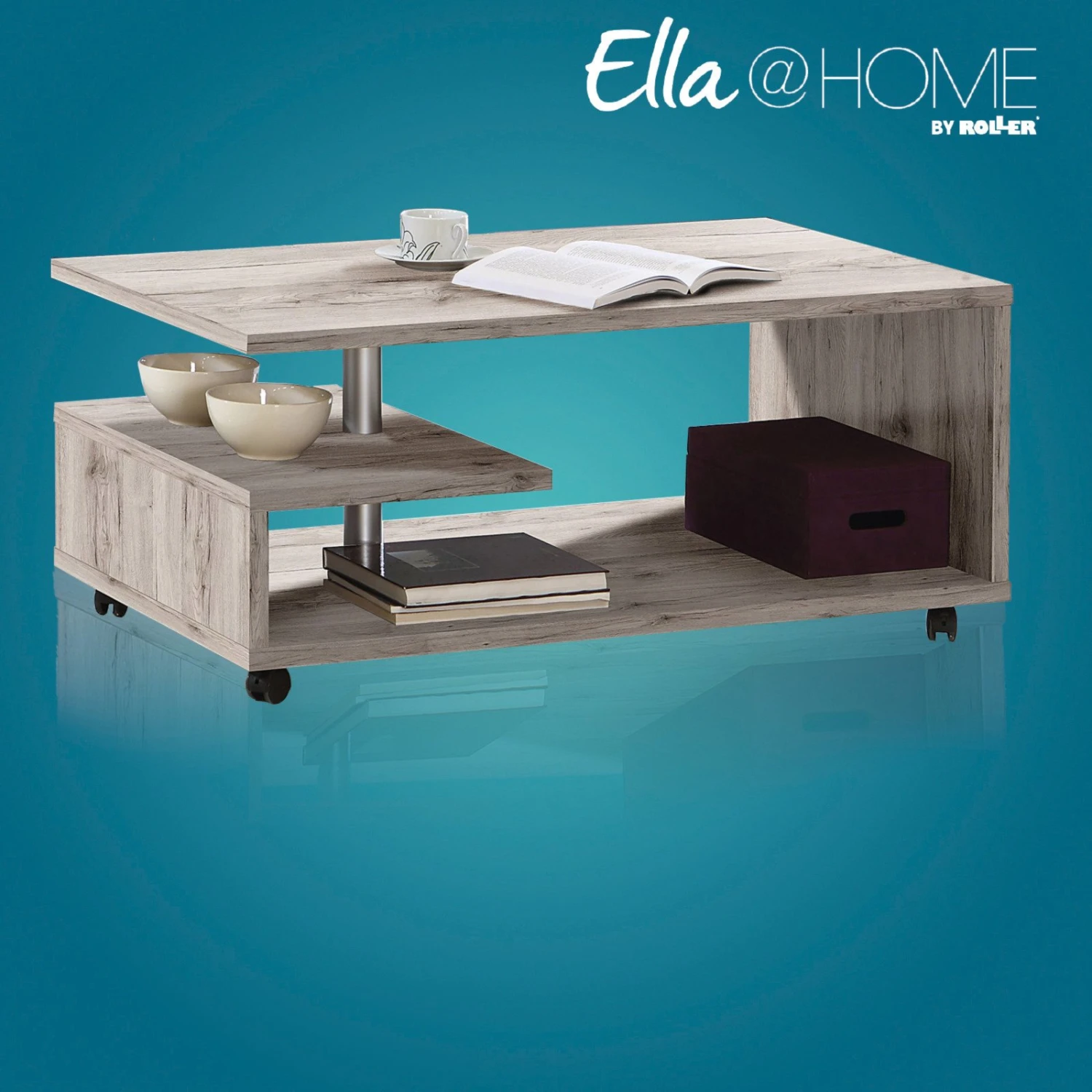 Ella@HOME Couchtisch - Sandeiche - rollbar 1 Ella@HOME Couchtisch - Sandeiche - rollbar