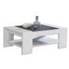 Couchtisch - weiß-schwarz - Glaseinlage