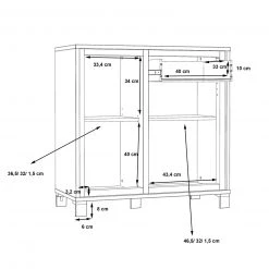 Kommode - Artisan Eiche-Schwarzeiche - 91 cm -Wohnzimmer Verkäufe 1023007300 05 1600Wx1600H