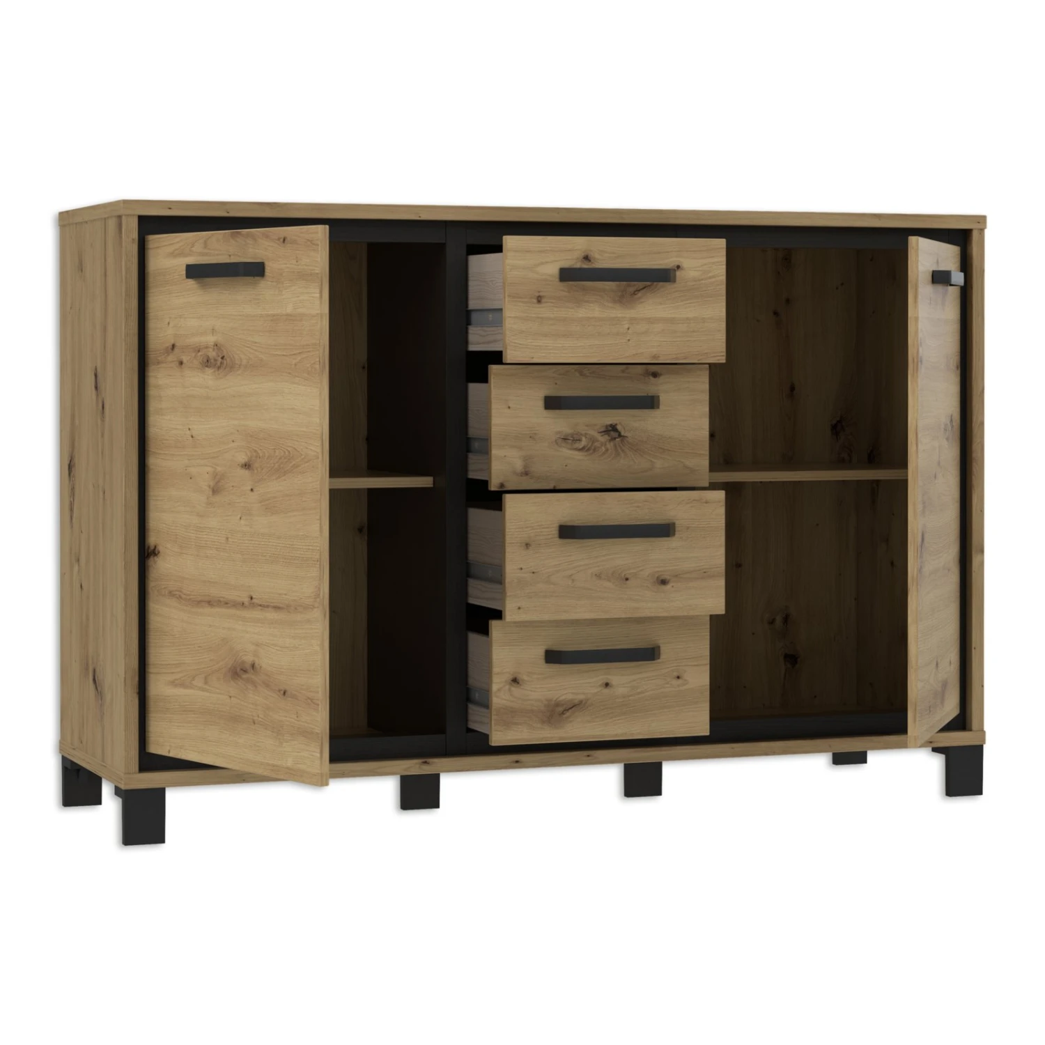 Sideboard - Artisan Eiche-Schwarzeiche - 4 Schubkästen 3 Sideboard - Artisan Eiche-Schwarzeiche - 4 Schubkästen – Bild 3