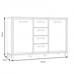 Sideboard - Artisan Eiche-Schwarzeiche - 4 Schubkästen 10 Sideboard - Artisan Eiche-Schwarzeiche - 4 Schubkästen -Wohnzimmer Verkäufe 1023007400 05 1600Wx1600H