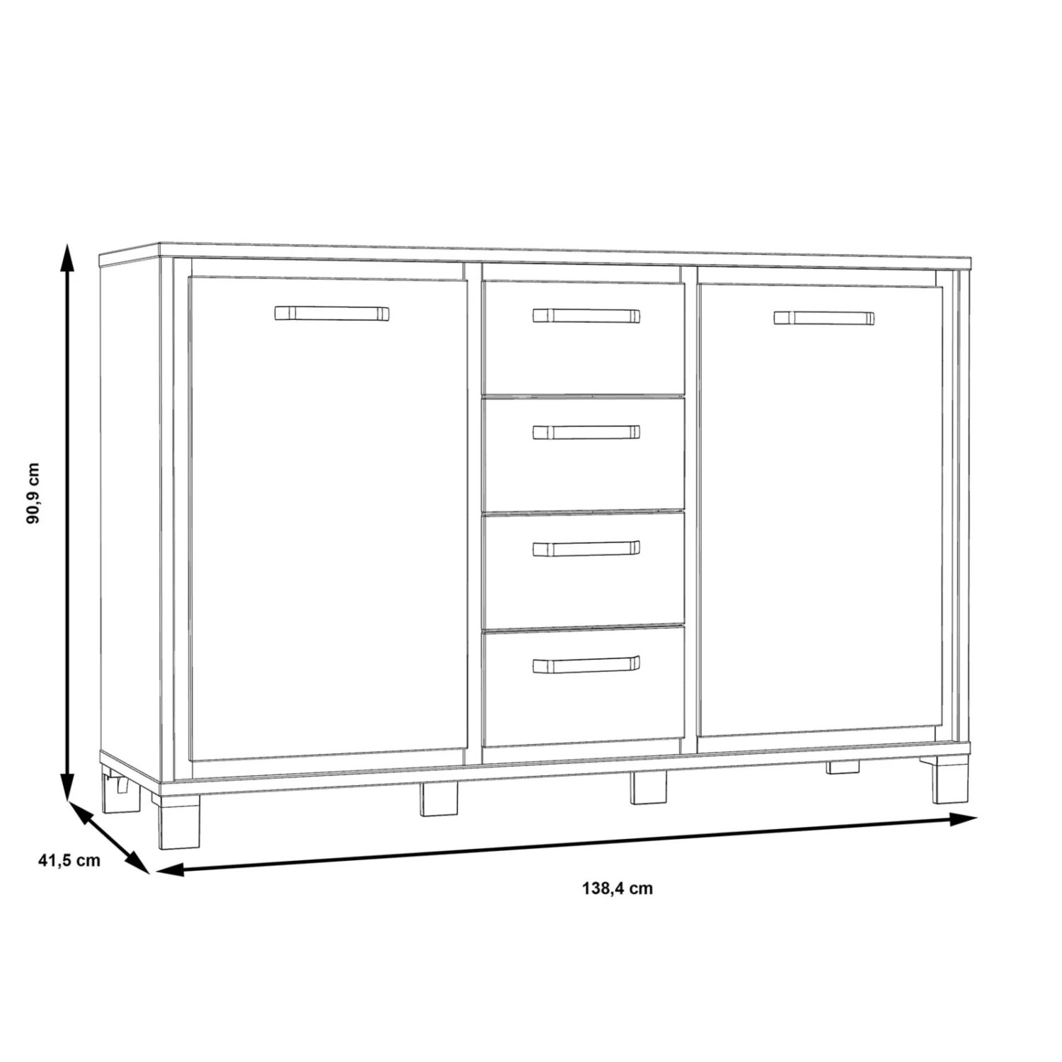 Sideboard - Artisan Eiche-Schwarzeiche - 4 Schubkästen 5 Sideboard - Artisan Eiche-Schwarzeiche - 4 Schubkästen – Bild 5