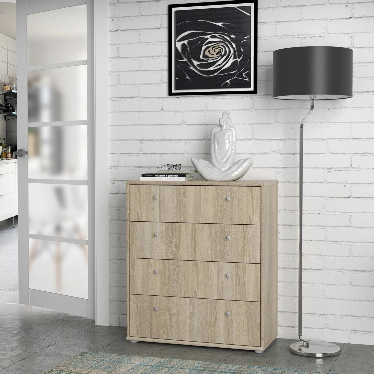 Kommode - Sonoma Eiche - 74 cm breit - vier Schubkästen 5 Kommode - Sonoma Eiche - 74 cm breit - vier Schubkästen – Bild 5