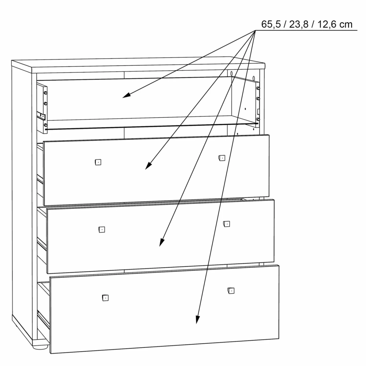Kommode - Sonoma Eiche - 74 cm breit - vier Schubkästen 7 Kommode - Sonoma Eiche - 74 cm breit - vier Schubkästen – Bild 7