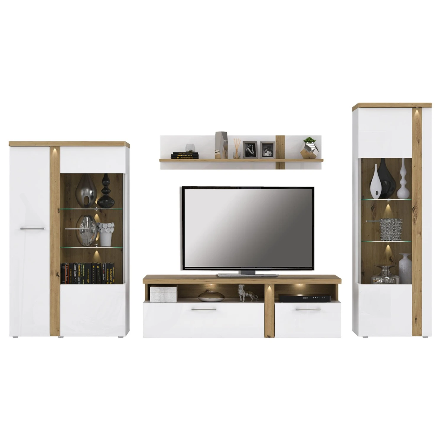 Vitrine - weiß-Artisan Eiche - 196 cm hoch 2 Vitrine - weiß-Artisan Eiche - 196 cm hoch – Bild 2