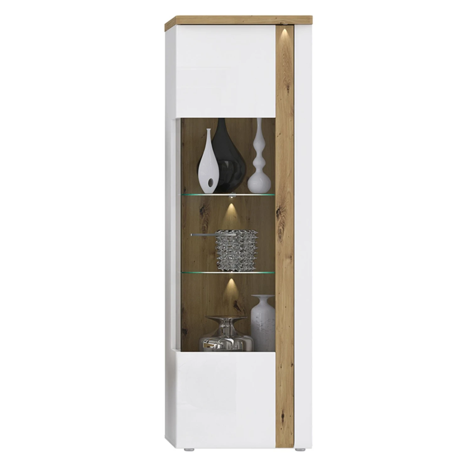 Vitrine - weiß-Artisan Eiche - 196 cm hoch 1 Vitrine - weiß-Artisan Eiche - 196 cm hoch