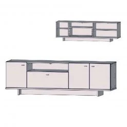 TV-Lowboard - weiß Hochglanz - Beton-Optik 6 TV-Lowboard - weiß Hochglanz - Beton-Optik -Wohnzimmer Verkäufe 1023015300 03 1600Wx1600H