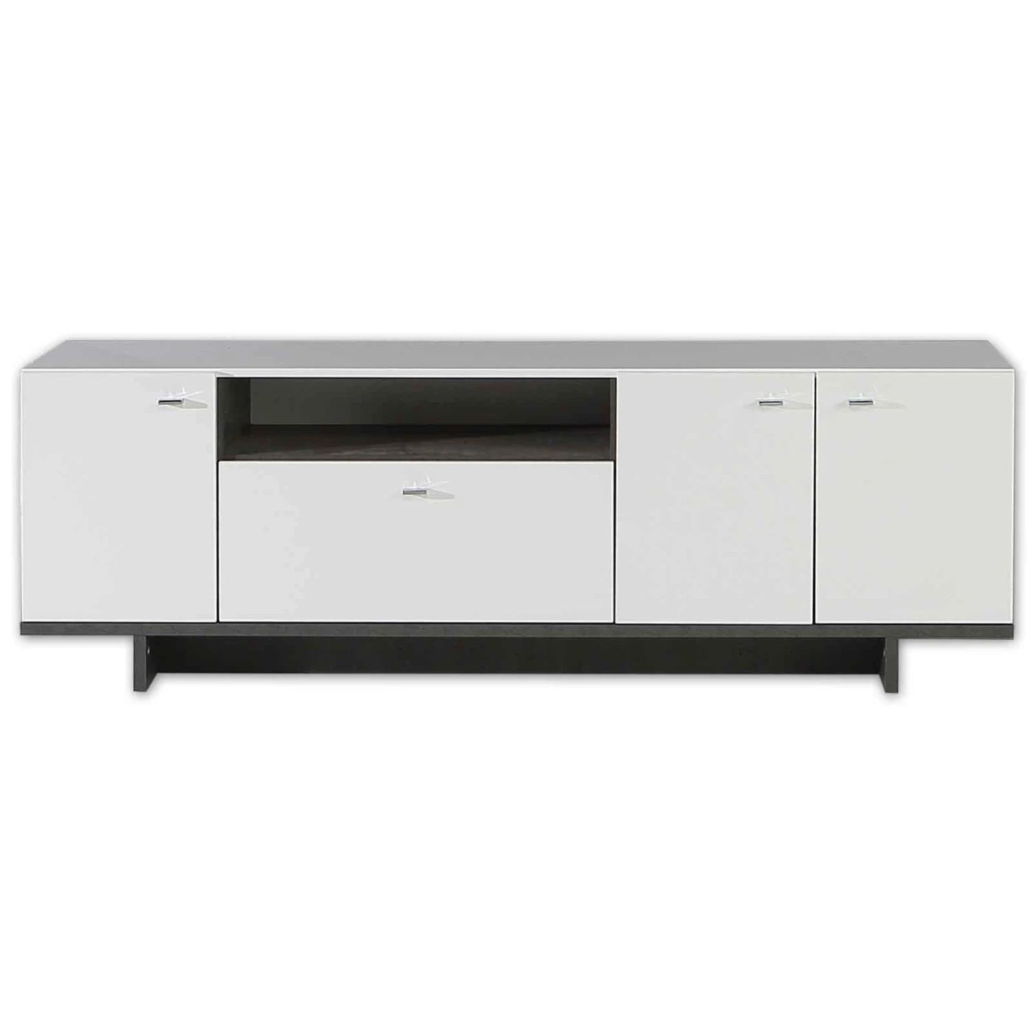 TV-Lowboard - weiß Hochglanz - Beton-Optik 1 TV-Lowboard - weiß Hochglanz - Beton-Optik