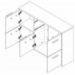 Kommode - Sonoma Eiche-weiß - 114 cm breit -Wohnzimmer Verkäufe 1023016803 03 1600Wx1600H