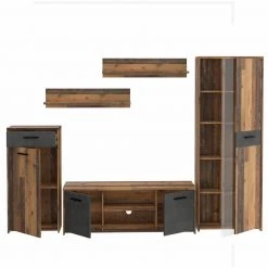 5-teilige Wohnwand - Old Wood Vintage - Betonoptik 11 5-teilige Wohnwand - Old Wood Vintage - Betonoptik -Wohnzimmer Verkäufe 1023018700 04 1600Wx1600H