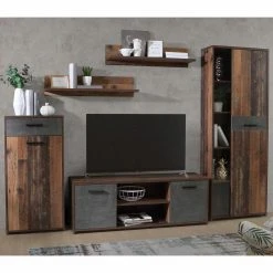 5-teilige Wohnwand - Old Wood Vintage - Betonoptik 12 5-teilige Wohnwand - Old Wood Vintage - Betonoptik -Wohnzimmer Verkäufe 1023018700 05 1600Wx1600H