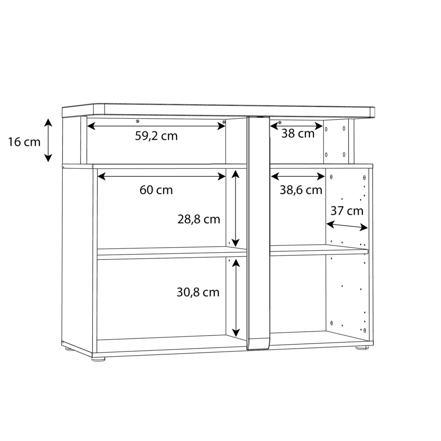 Kommode - weiß-Artisan Eiche - LED-Beleuchtung - 104 cm breit 4 Kommode - weiß-Artisan Eiche - LED-Beleuchtung - 104 cm breit – Bild 4
