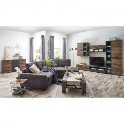 Anbauwand - Schlammeiche-Schwarzeiche - mit Beleuchtung -Wohnzimmer Verkäufe 1023019800 06 1600Wx1600H