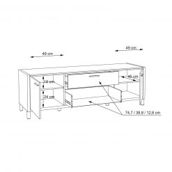 Lowboard - weiß - Cantania Eiche - 186 cm -Wohnzimmer Verkäufe 1023021800 03 1600Wx1600H