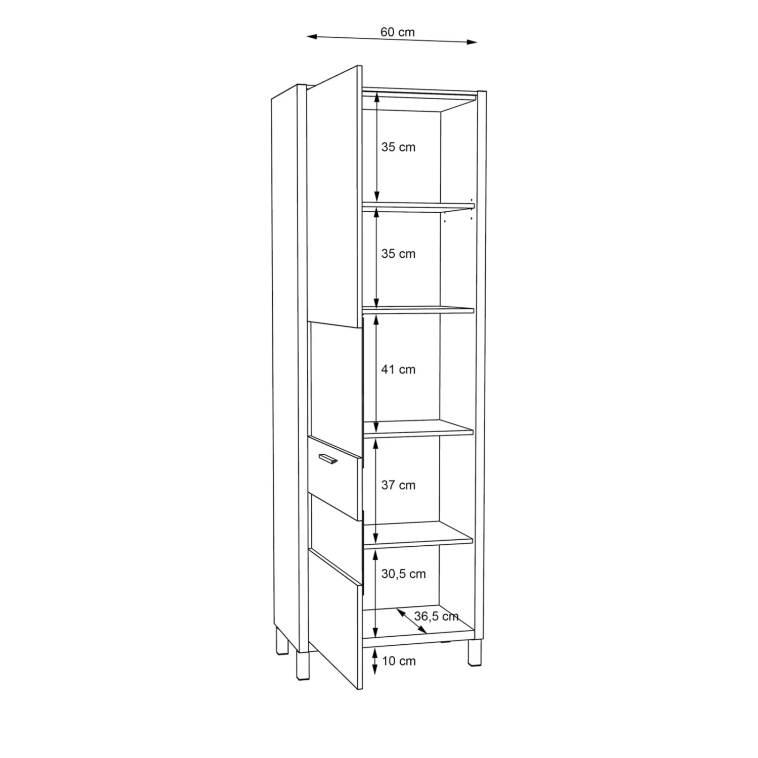 Standvitrine - weiß - Cantania Eiche - 201 cm hoch 4 Standvitrine - weiß - Cantania Eiche - 201 cm hoch – Bild 4