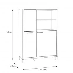 Highboard - weiß - Cantania Eiche - 101 cm breit 7 Highboard - weiß - Cantania Eiche - 101 cm breit -Wohnzimmer Verkäufe 1023022000 03 1600Wx1600H