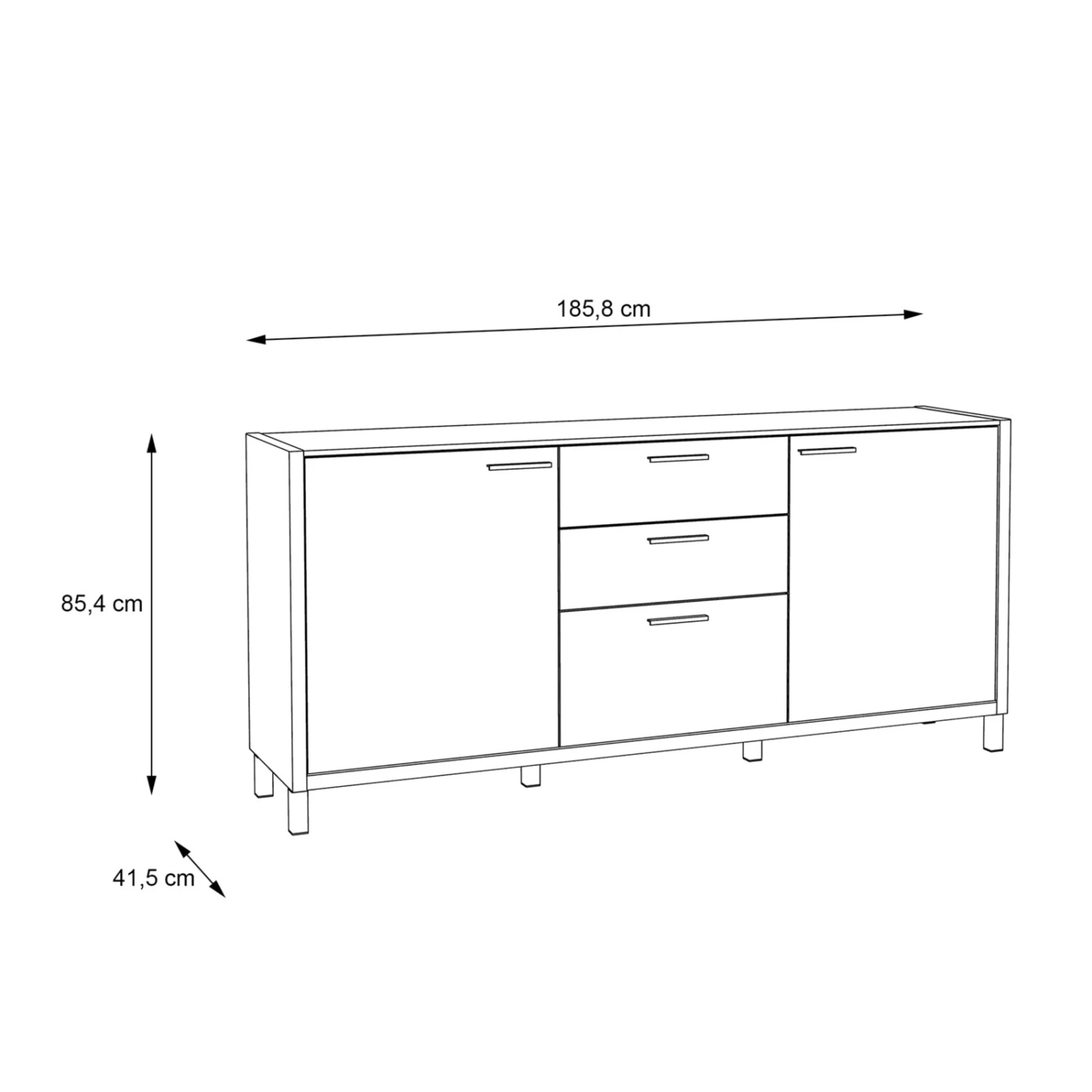 Sideboard - weiß - Cantania Eiche - 186 cm breit 3 Sideboard - weiß - Cantania Eiche - 186 cm breit – Bild 3
