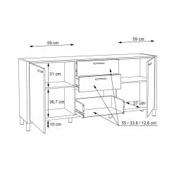 Sideboard - weiß - Cantania Eiche - 186 cm breit 10 Sideboard - weiß - Cantania Eiche - 186 cm breit -Wohnzimmer Verkäufe 1023023100 04 1600Wx1600H