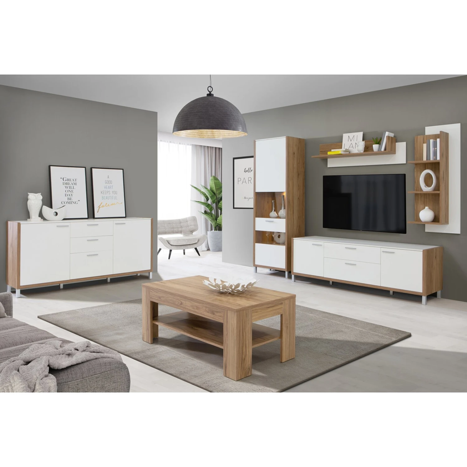 Sideboard - weiß - Cantania Eiche - 186 cm breit 5 Sideboard - weiß - Cantania Eiche - 186 cm breit – Bild 5