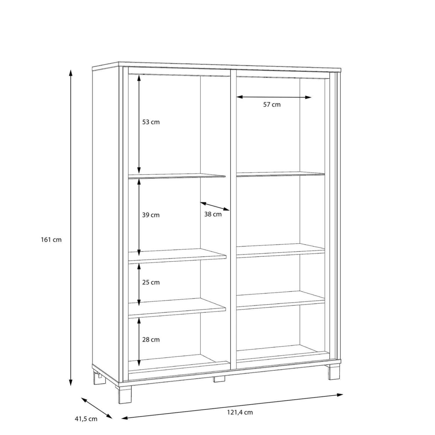 Highboardvitrine - Artisan Eiche-Schwarzeiche - 121 cm 4 Highboardvitrine - Artisan Eiche-Schwarzeiche - 121 cm – Bild 4