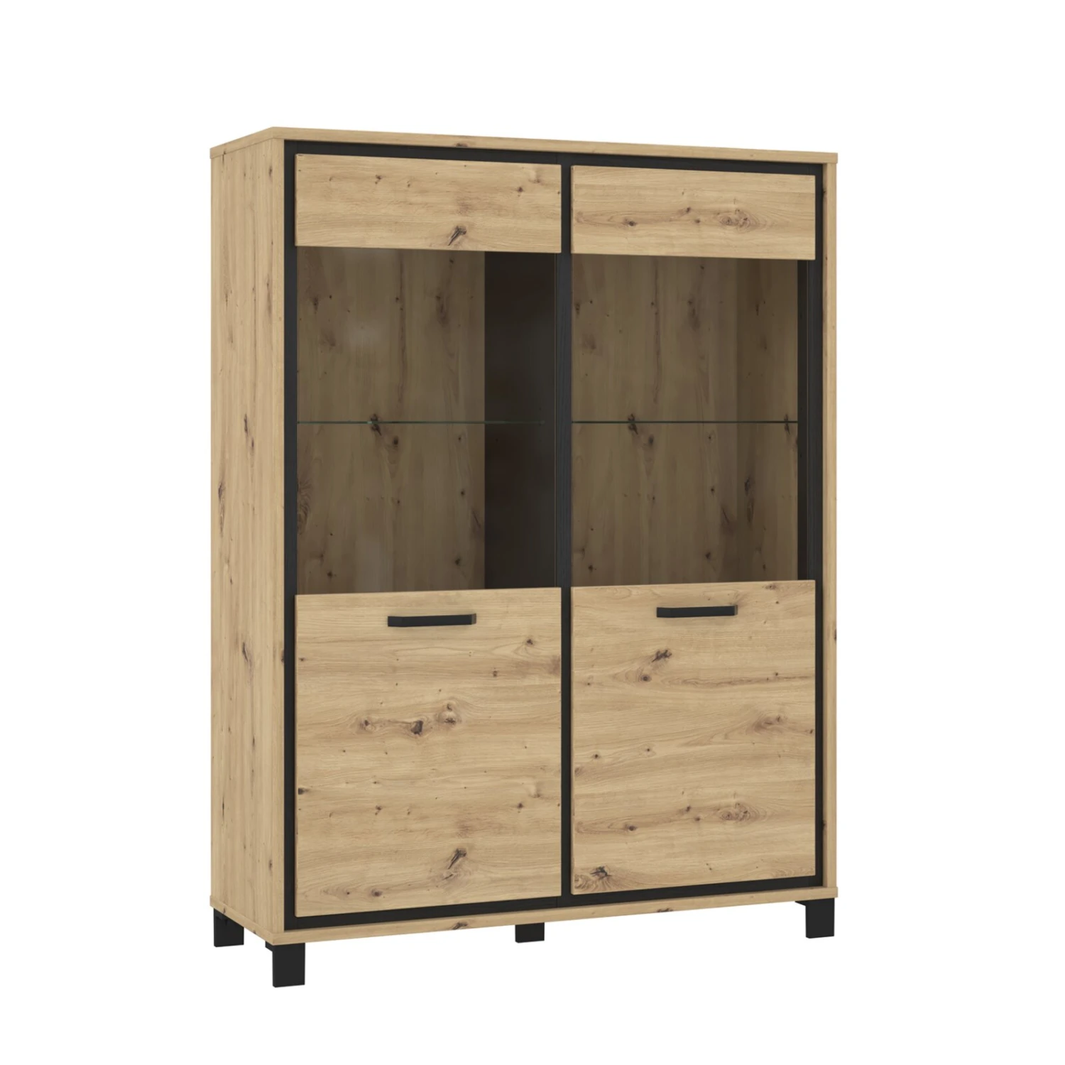 Highboardvitrine - Artisan Eiche-Schwarzeiche - 121 cm 1 Highboardvitrine - Artisan Eiche-Schwarzeiche - 121 cm
