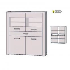 Highboardvitrine - Sandeiche - Beleuchtung - 130 cm -Wohnzimmer Verkäufe 1023024500 03 1600Wx1600H
