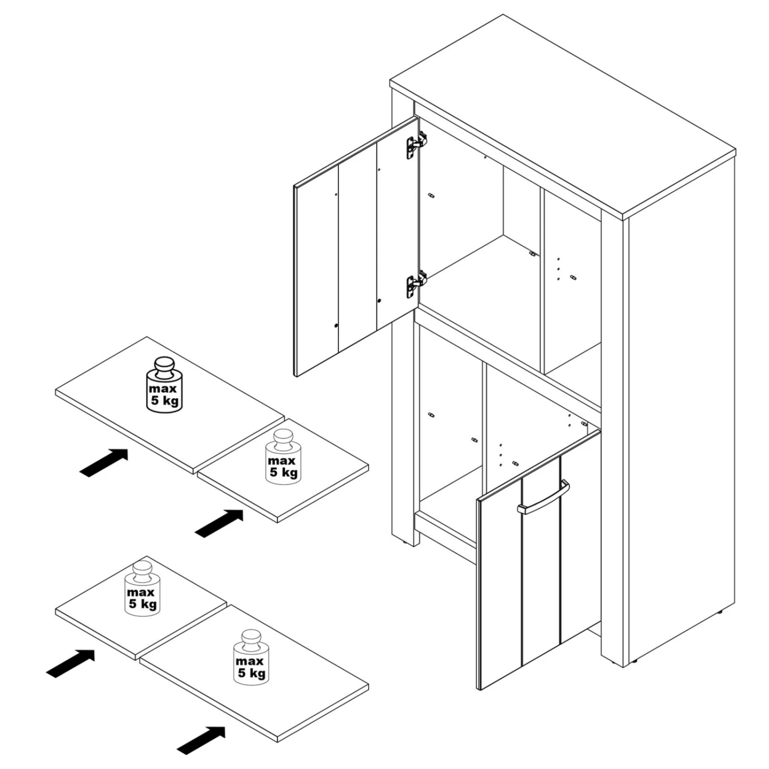 Highboard - weiß-bianco Eiche - 87 cm breit 2 Highboard - weiß-bianco Eiche - 87 cm breit – Bild 2