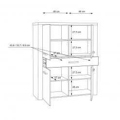 Highboard - Sonoma Eiche - 116 cm breit -Wohnzimmer Verkäufe 1023033200 05 1600Wx1600H