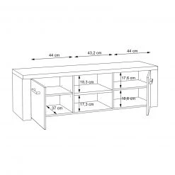 Lowboard - Sonoma Eiche - 2 offene Fächer -Wohnzimmer Verkäufe 1023033400 05 1600Wx1600H