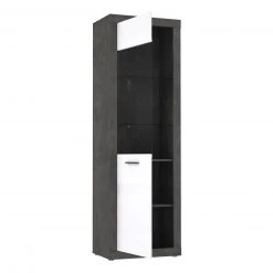 Standvitrine - Betonoptik - weiß - 197 cm hoch -Wohnzimmer Verkäufe 1023037600 04 1600Wx1600H