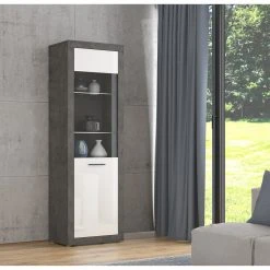 Standvitrine - Betonoptik - weiß - 197 cm hoch -Wohnzimmer Verkäufe 1023037600 05 1600Wx1600H
