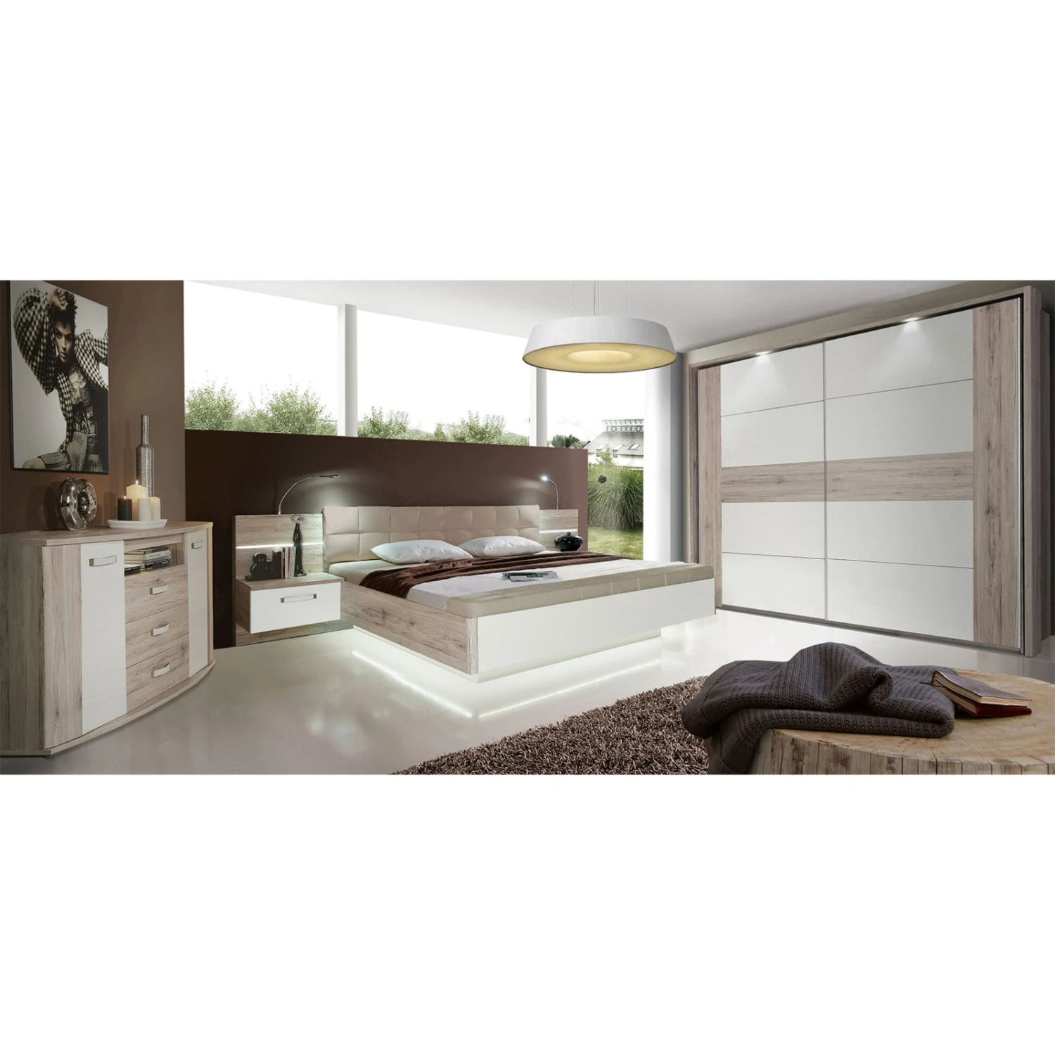 Ella@HOME Sideboard - Sandeiche-weiß Hochglanz 2 Ella@HOME Sideboard - Sandeiche-weiß Hochglanz – Bild 2