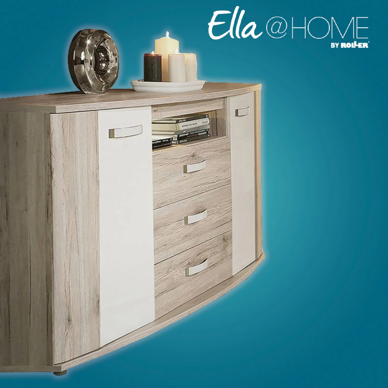 Ella@HOME Sideboard - Sandeiche-weiß Hochglanz 1 Ella@HOME Sideboard - Sandeiche-weiß Hochglanz