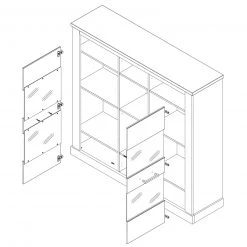 Highboardvitrine - Pinie weiß - Touchwood - 160 cm -Wohnzimmer Verkäufe 1023069200 04 1600Wx1600H